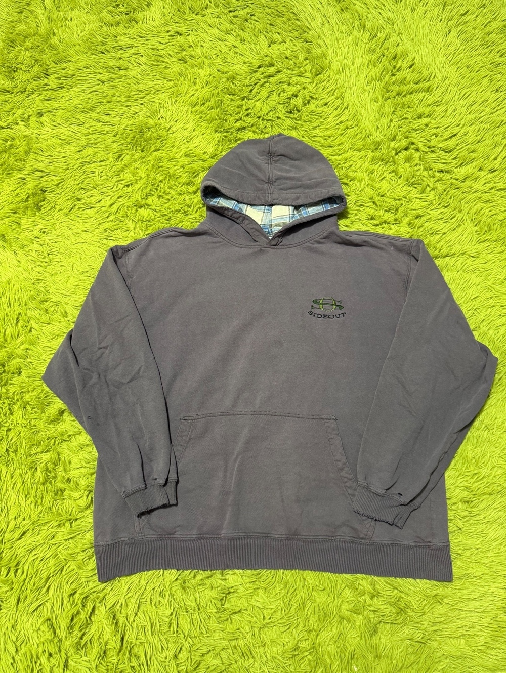 Vintage Y2K Sideout Hoodie Size Large Faded Gray Skater Surf
